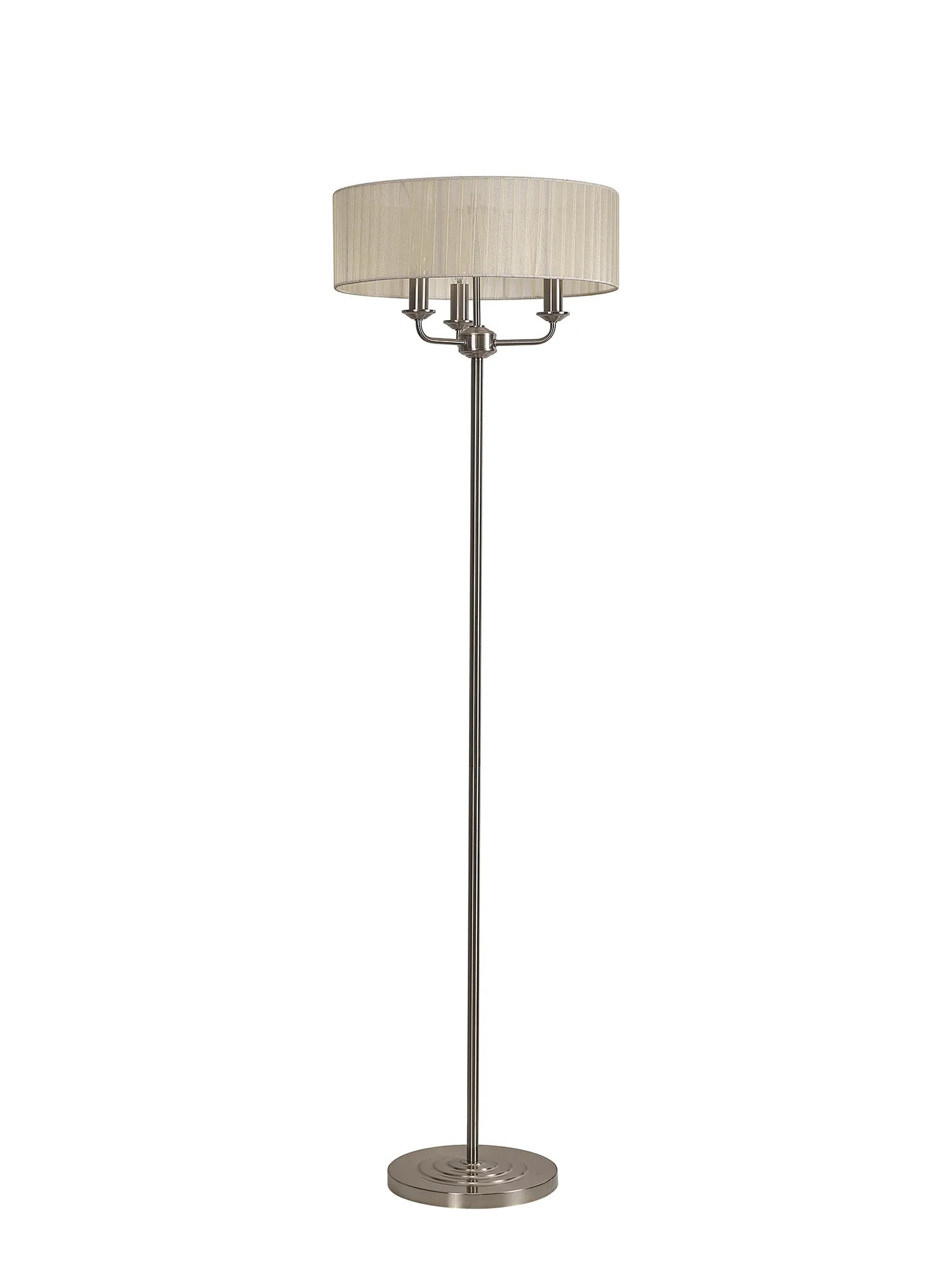 Banyan 45cm 3 Light Floor Lamp Satin Nickel, Cream DK0927  Deco Banyan SN CR